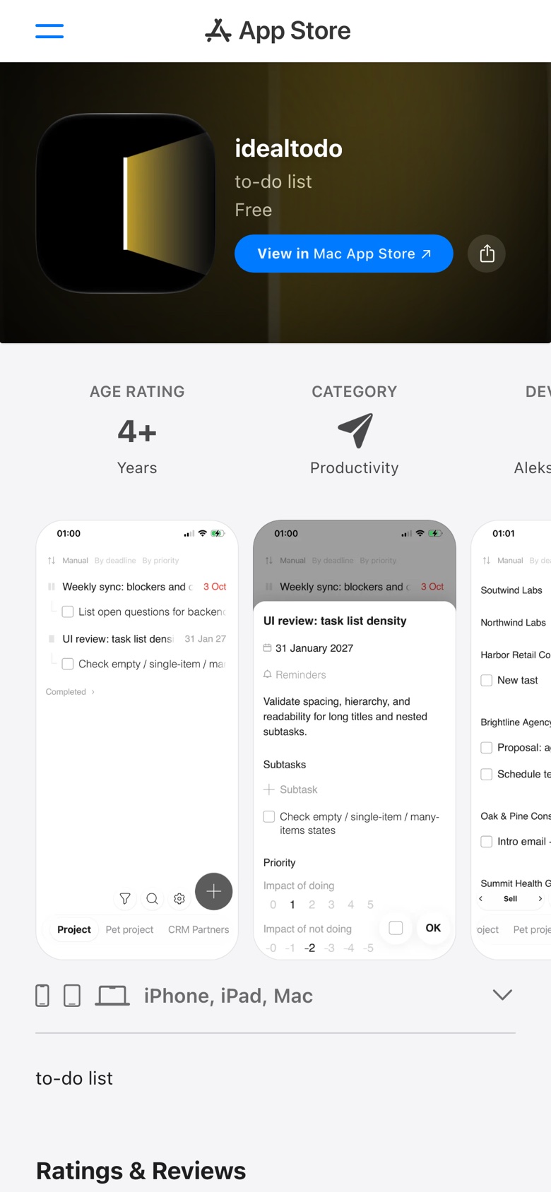 idealtodo в App Store на iPhone