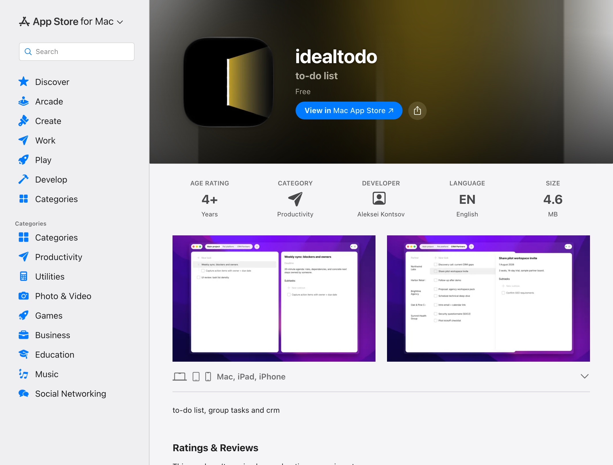 idealtodo в Mac App Store